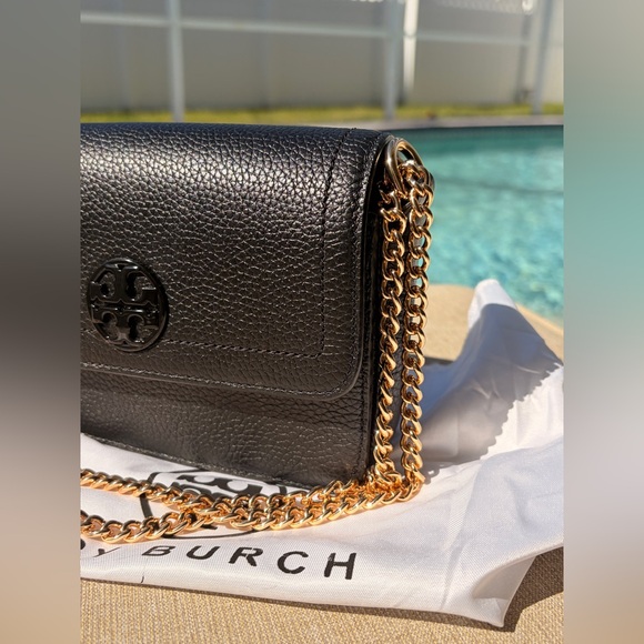 NWT Tory Burch Olivia Shoulder Crossbody Leather Mini Bag Black with Gold Chain - Picture 5 of 17